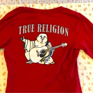 True Religion Red Buddha Guitar Tee
